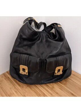 Michael Kors Black & Gold Leather Purse